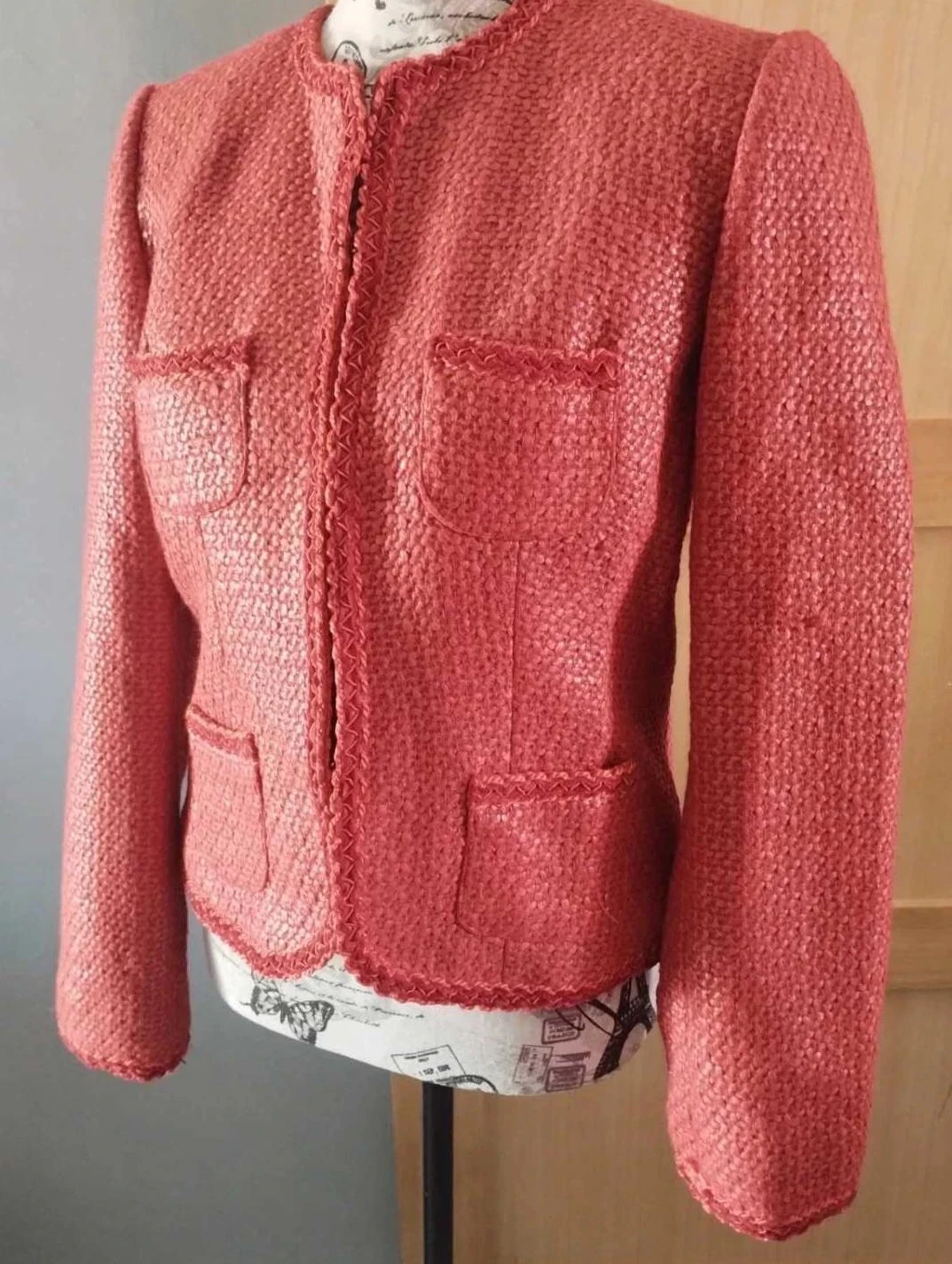 Veste rouge effet tressée, Paul Brial, T40